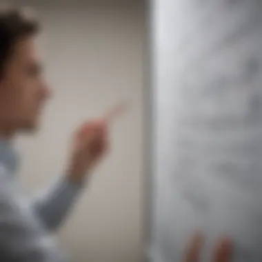 An entrepreneurial individual brainstorming ideas on a whiteboard