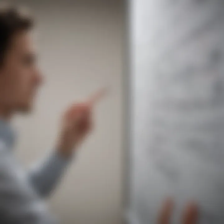 An entrepreneurial individual brainstorming ideas on a whiteboard