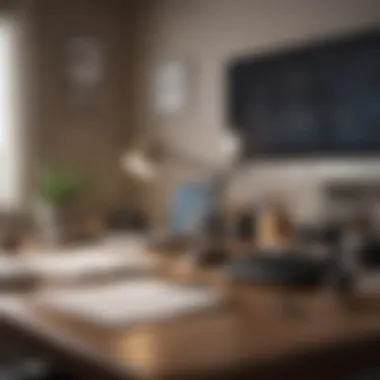 Elegant desk setup with administrative tools