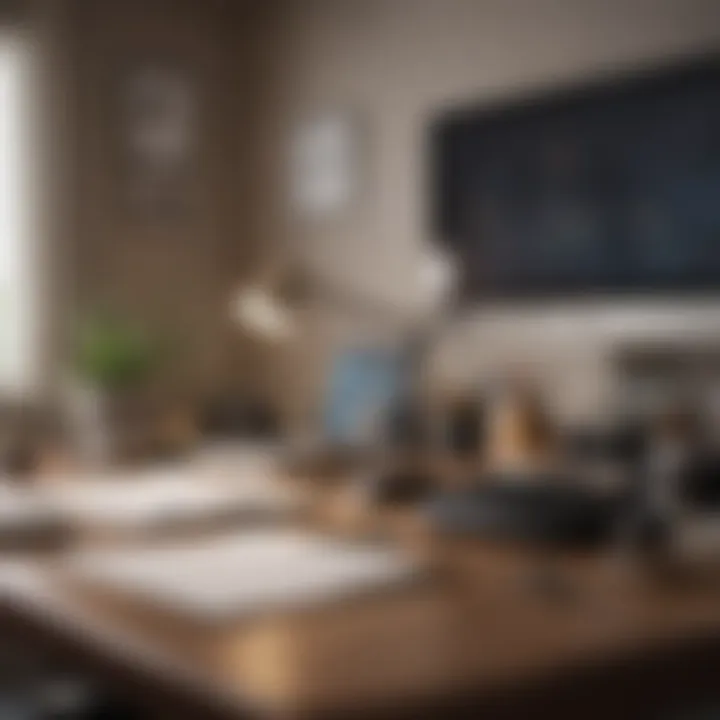 Elegant desk setup with administrative tools
