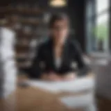 Professional woman organizing files in office