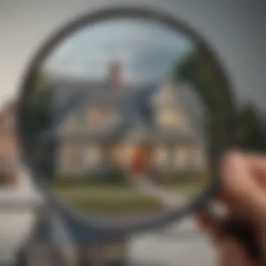 Illustration of a house with a magnifying glass symbolizing inspection