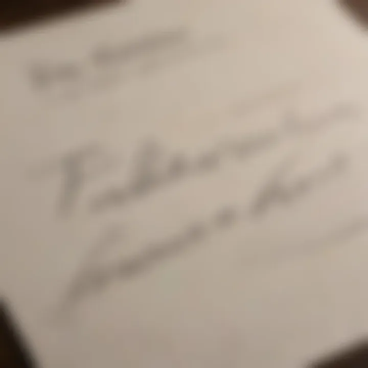 Close-up of a handwritten thank-you note