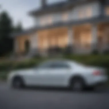 Luxurious Lifestyle Upgrade Modern car parked in front of a luxury house