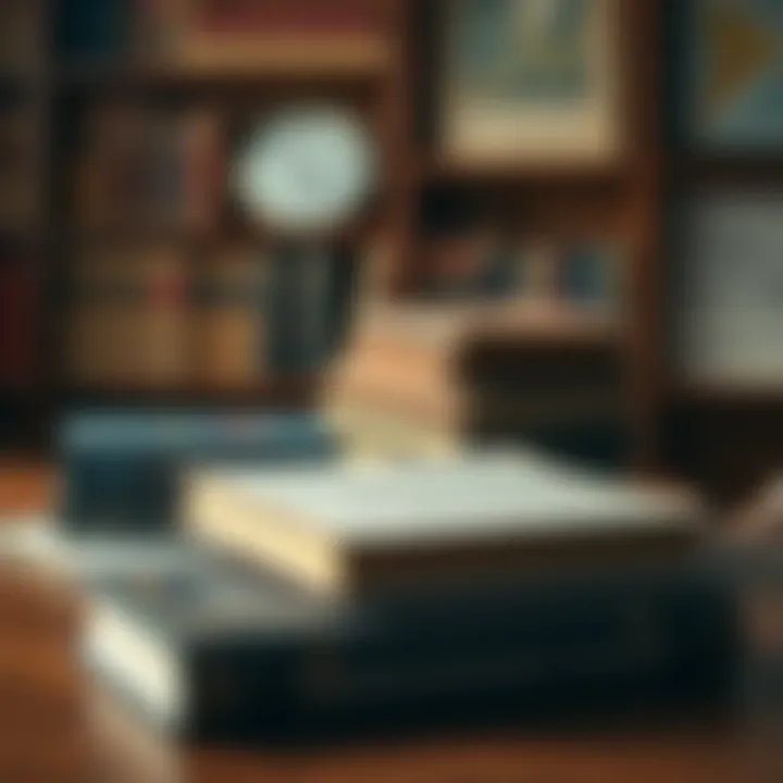 Classic investment books on a wooden desk