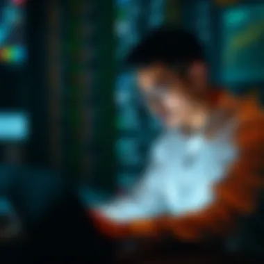 A thoughtful individual analyzing financial data on a laptop