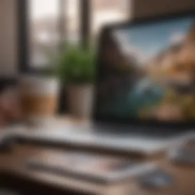 A person working on a laptop with a cup of coffee nearby