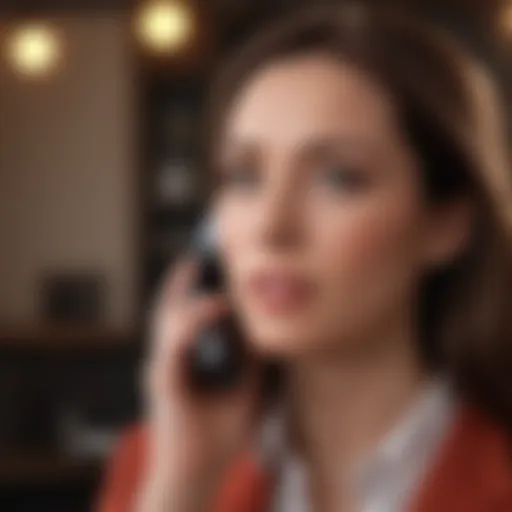 Professional woman on phone conducting interview