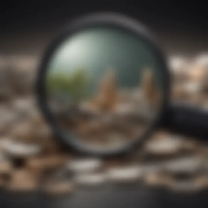 Illustration of a magnifying glass focusing on a growing stack of coins