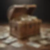 Illustration depicting a golden treasure chest overflowing with money