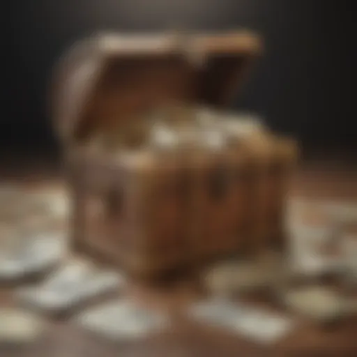 Illustration depicting a golden treasure chest overflowing with money