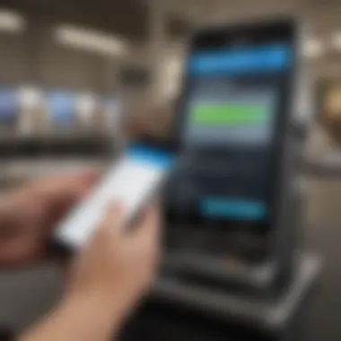 Utilizing Mobile Banking Features Smartphone displaying a mobile banking app