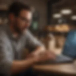 A small business owner analyzing shipping options on a laptop.