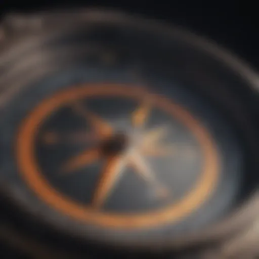 Illustration of a compass pointing towards financial independence