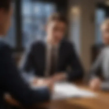 Consultation on Loan Opportunities Illustration showing a financial advisor explaining loan options to a client.