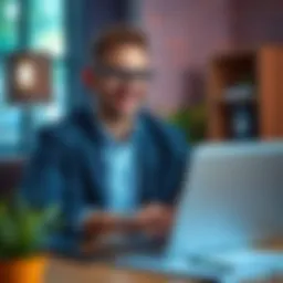 A confident individual reviewing loan options on a laptop