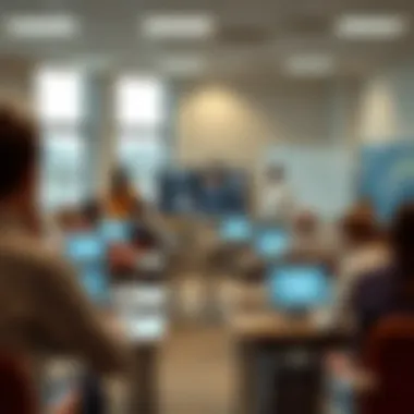 A digital classroom setting showcasing diverse learning environments