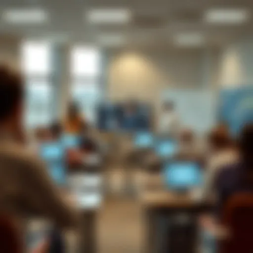 A digital classroom setting showcasing diverse learning environments