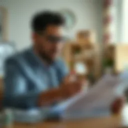 A thoughtful individual analyzing financial documents
