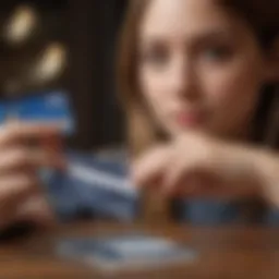 A student examining credit card options online