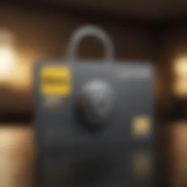 Security Measures for Credit Card Use Lock symbol on a credit card indicating security measures