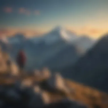 Achieving Financial Stability with No Overdraft Fees Illustration of a person standing on a mountain of financial stability
