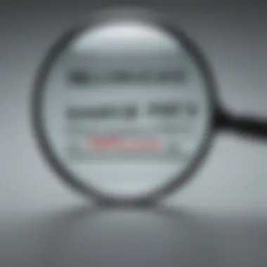 Magnifying Glass Highlighting No Overdraft Fees Illustration of a magnifying glass focusing on a no overdraft fee sign