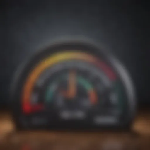 Illustration of a credit score gauge indicating a healthy score