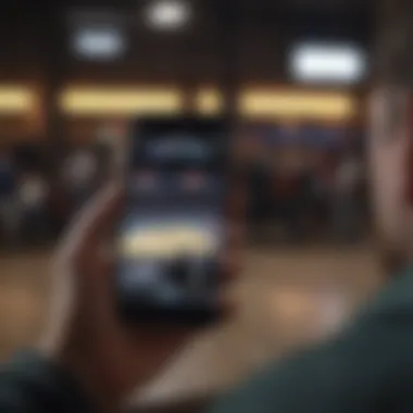 Person holding a smartphone watching NCAA tournament highlights