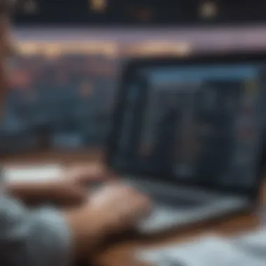 A traveler analyzing pricing trends on a laptop