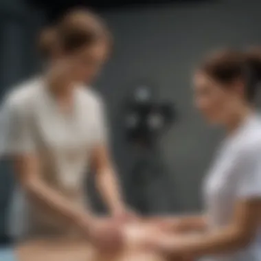 Range of Motion Evaluation Physical therapist examining patient's range of motion