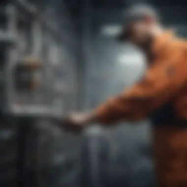 Plumber working on intricate water system