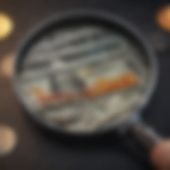 Secured credit card with magnifying glass analyzing cash back benefits