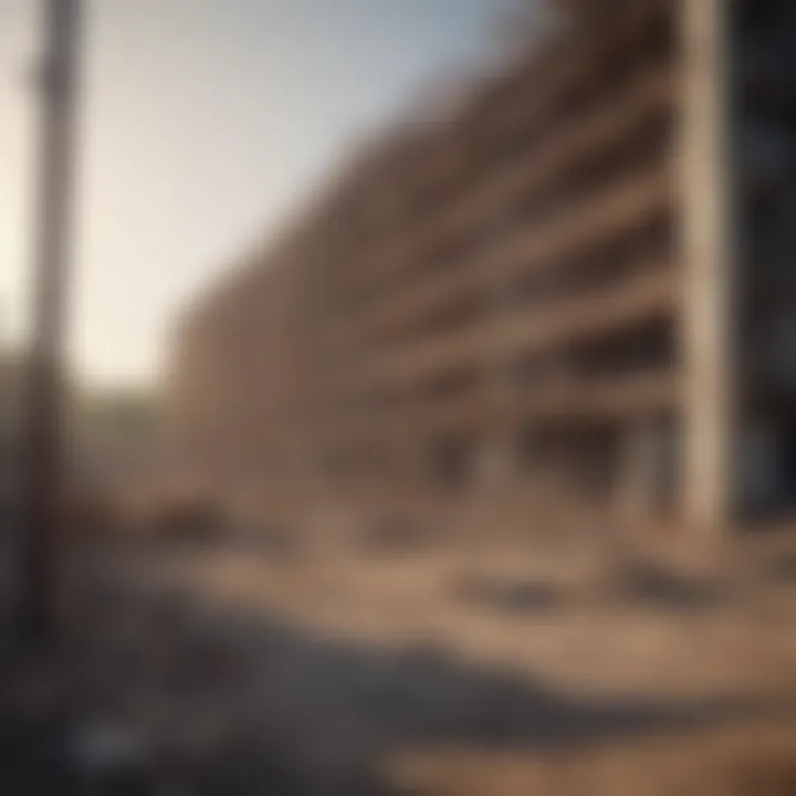 Construction site with ongoing work and materials