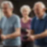 Elderly couple enjoying Silversneakers workout together