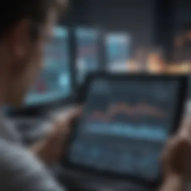 Data Analysis for Informed Decisions Investor analyzing stock data on a digital tablet