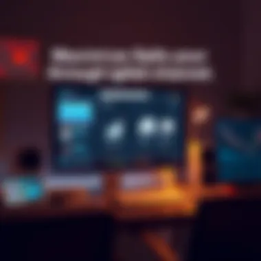 Maximizing Sales through Digital Channels A modern computer setup depicting online sales platforms for timeshares