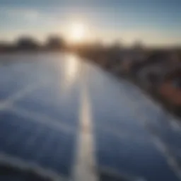 Solar panels on a rooftop with a clear blue sky