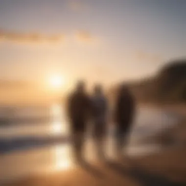 Finding Serenity Together Elderly man and woman looking at a sunset by the beach