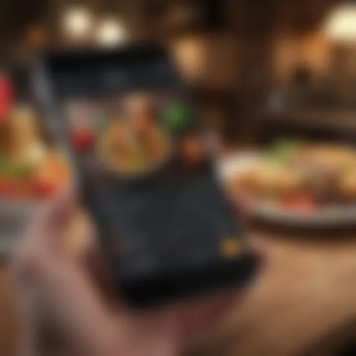 Smartphone displaying an elegant food app interface