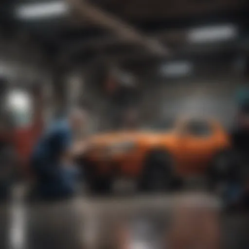 An automotive technician diagnosing a vehicle in a Los Angeles garage.