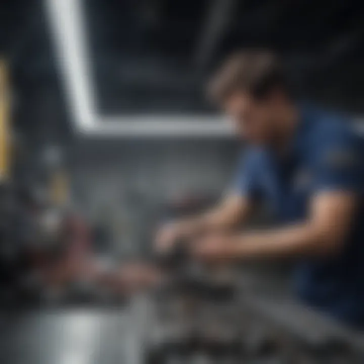 A specialized automotive technician working on electric vehicle systems.