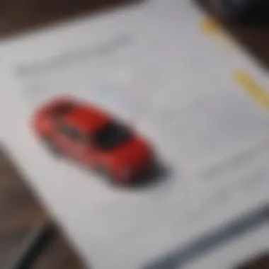 Close-up of rental car insurance policy documents
