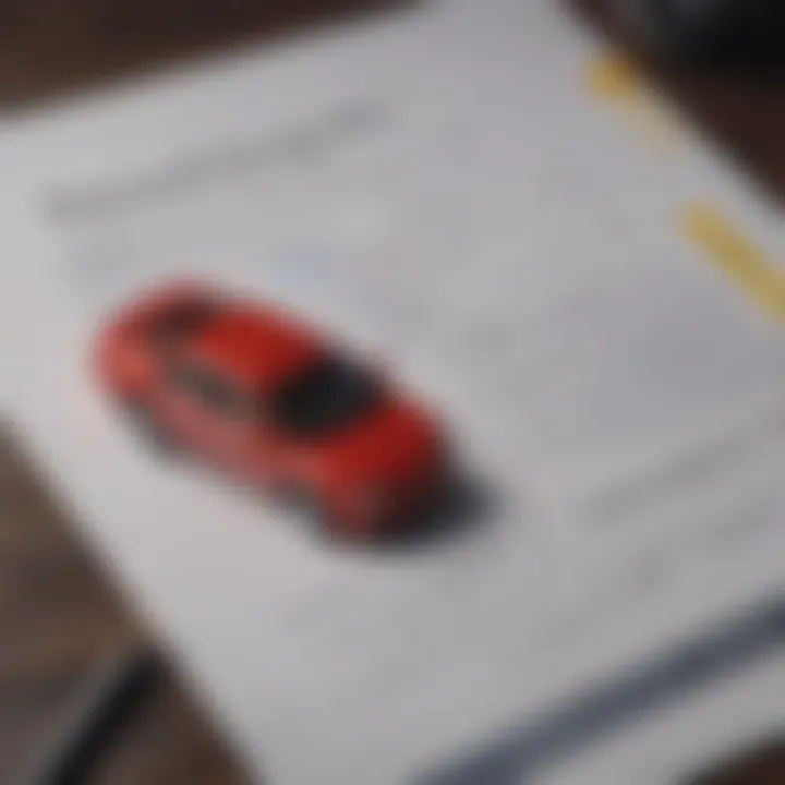 Close-up of rental car insurance policy documents