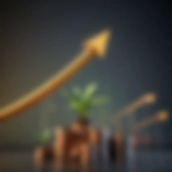 Illustration depicting the concept of stocks with upward arrow symbolizing growth