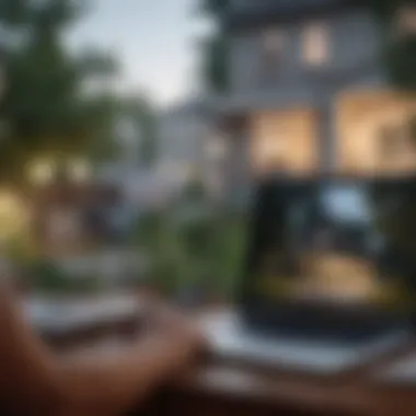 Assessing Property Status An individual analyzing property status on a laptop