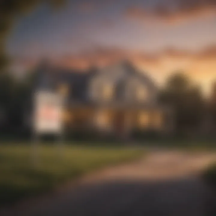 A conceptual image of a home with a warning sign indicating foreclosure