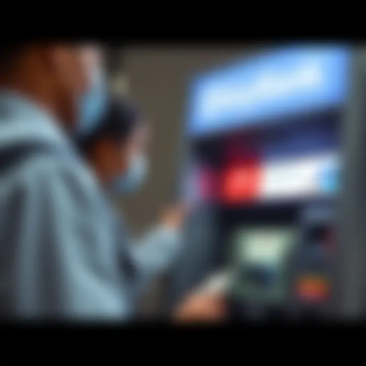 Customer Experience with KeyBank ATM User engaging with KeyBank ATM for cash deposit