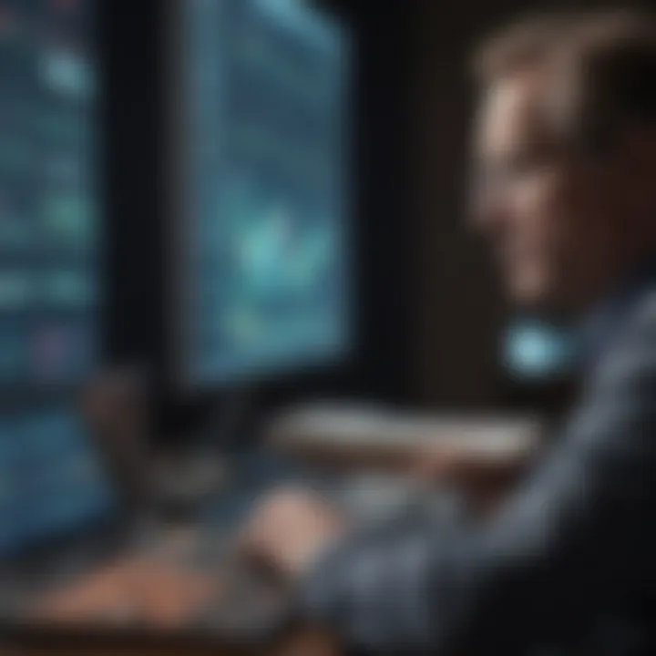Investor analyzing data on mid and small cap stock trends