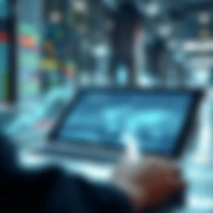 Future trends in online brokerage illustrated with technology graphics